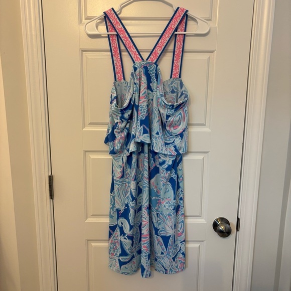 Lilly Pulitzer Bay Blue Into The Deep Engineered Shay Dress Size L Resortwear - Picture 8 of 13